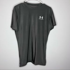 UNDER ARMOUR Men Gray Shirt XL Short Sleeve Cationic Polyester